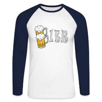 Zeit für Bier - Unisex Baseballshirt langarm - Weiß/Navy - Vorne - Nik (191cm)