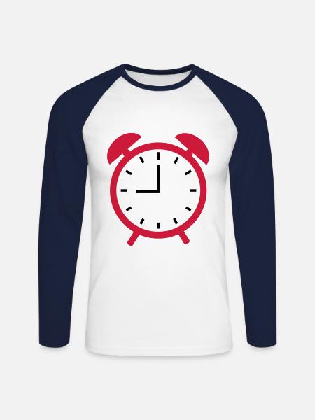 Wecker - Unisex Baseballshirt langarm - Weiß/Navy