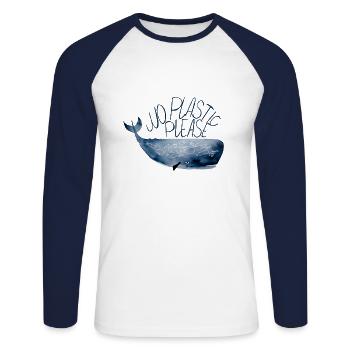 Zum Schutz unsere Meere - Unisex Baseballshirt langarm - Weiß/Navy - Vorne - Nik (191cm)