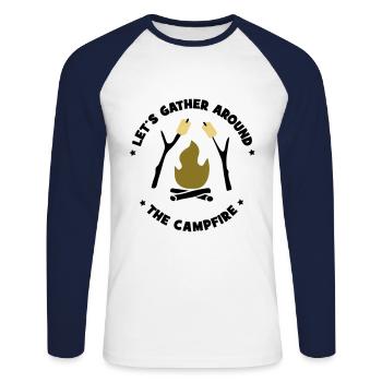 Camping - Unisex Baseballshirt langarm - Weiß/Navy - Vorne - Nik (191cm)