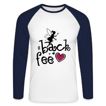 Fee Backen Herz Backfee Liebe - Unisex Baseballshirt langarm - Weiß/Navy - Vorne - Nik (191cm)