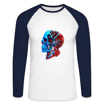Anatomical drawing head red blue - Unisex Long Sleeve Baseball T-Shirt - white/navy - Front - Nik (191cm)
