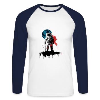 Astronaut Wetall  - Unisex Long Sleeve Baseball T-Shirt - white/navy - Front - Nik (191cm)