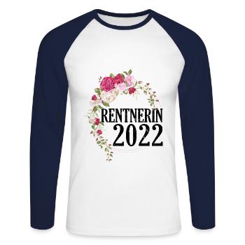Rente 2022 Rentnerin - Unisex Baseballshirt langarm - Weiß/Navy - Vorne - Nik (191cm)