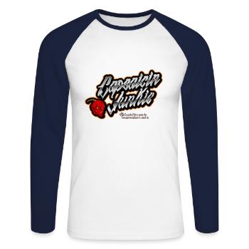 Chili Pepper Capsaicin Junkie - Unisex Baseballshirt langarm - Weiß/Navy - Vorne - Nik (191cm)