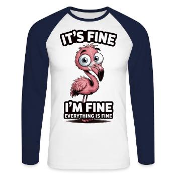 Flamingo: I'm completely okay - Unisex Long Sleeve Baseball T-Shirt - white/navy - Front - Nik (191cm)