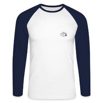 Keycap mort - T-shirt baseball manches longues Homme - blanc/marine - Devant - Nik (191cm)