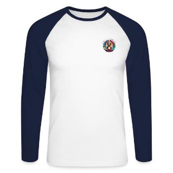 C'est Zenial - T-shirt baseball manches longues Homme - blanc/marine - Devant - Nik (191cm)