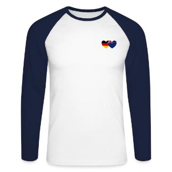 Deutschland Neuseeland Flagge Herz - Unisex Baseballshirt langarm - Weiß/Navy - Vorne - Nik (191cm)
