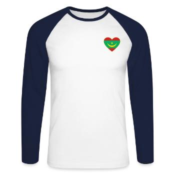 Drapeau de la Mauritanie Cœur - T-shirt baseball manches longues Homme - blanc/marine - Devant - Nik (191cm)