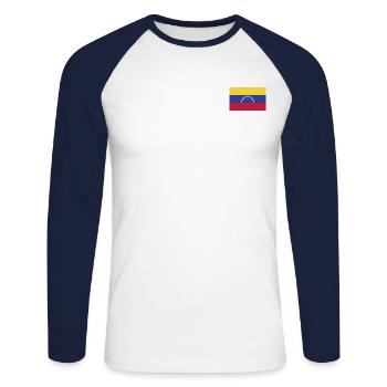 Drapeau du Venezuela - T-shirt baseball manches longues Homme - blanc/marine - Devant - Nik (191cm)