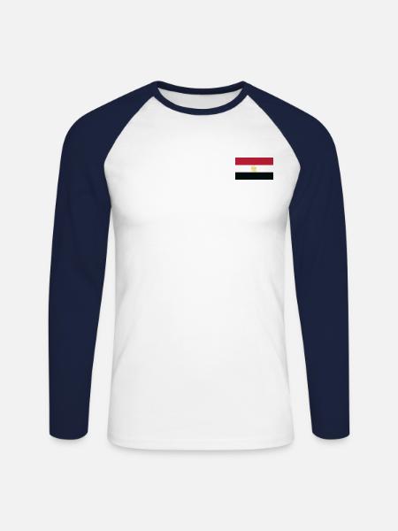 Egypt Flag - Unisex Long Sleeve Baseball T-Shirt - white/navy