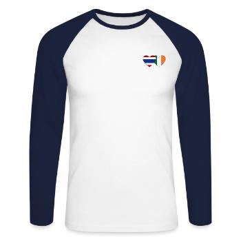 Thaïlande Irlande drapeau coeur - T-shirt baseball manches longues Homme - blanc/marine - Devant - Nik (191cm)