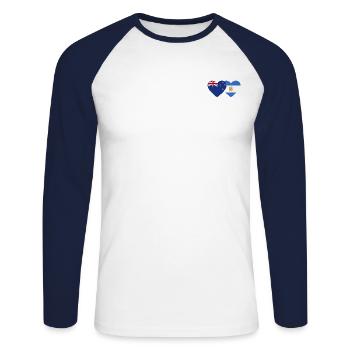 Coeur de drapeau de la Nouvelle-Zélande Argentine - T-shirt baseball manches longues Homme - blanc/marine - Devant - Nik (191cm)