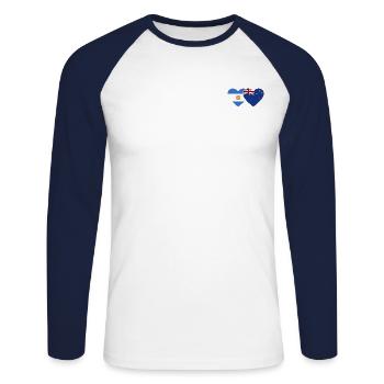 Argentinien Neuseeland Flagge Herz - Unisex Baseballshirt langarm - Weiß/Navy - Vorne - Nik (191cm)