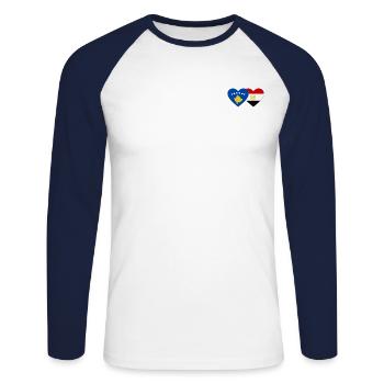 Kosovo Egypte Drapeau Coeur - T-shirt baseball manches longues Homme - blanc/marine - Devant - Nik (191cm)