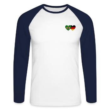 Brésil Allemagne Drapeau Coeur - T-shirt baseball manches longues Homme - blanc/marine - Devant - Nik (191cm)