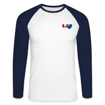 Canada Australia Flag Heart - Unisex Long Sleeve Baseball T-Shirt - white/navy - Front - Nik (191cm)