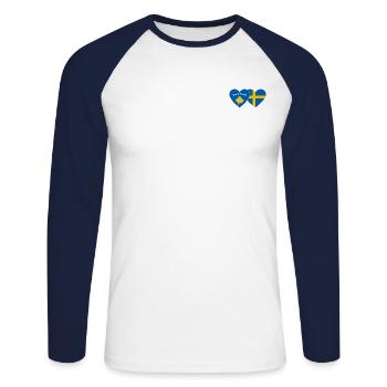 Drapeau du Kosovo Suède - T-shirt baseball manches longues Homme - blanc/marine - Devant - Nik (191cm)