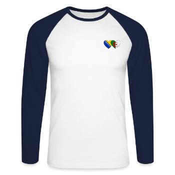 Bosnie Algérie Drapeau Coeur - T-shirt baseball manches longues Homme - blanc/marine - Devant - Nik (191cm)
