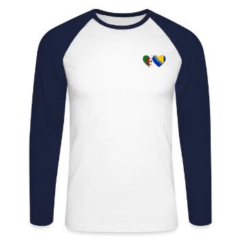 Algérie Bosnie Drapeau Coeur - T-shirt baseball manches longues Homme - blanc/marine - Devant - Nik (191cm)