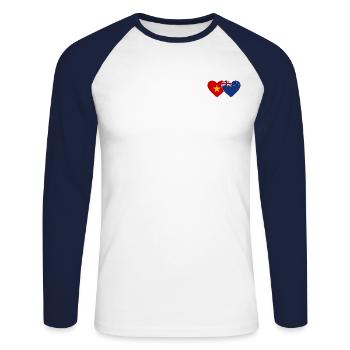 Drapeau Vietnam Nouvelle-Zélande Cœur - T-shirt baseball manches longues Homme - blanc/marine - Devant - Nik (191cm)