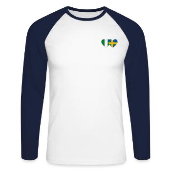Drapeau Nigeria Suède Coeur - T-shirt baseball manches longues Homme - blanc/marine - Devant - Nik (191cm)