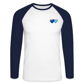 Drapeau de la Nouvelle-Zélande Bavaria Coeur - T-shirt baseball manches longues Homme - blanc/marine - Devant - Nik (191cm)