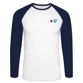 Japon Bavaroise Drapeau Coeur - T-shirt baseball manches longues Homme - blanc/marine - Devant - Nik (191cm)