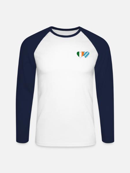 Ireland Bavaria Flag Heart - Unisex Long Sleeve Baseball T-Shirt - white/navy