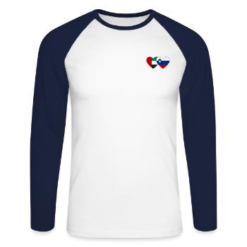 United Arab Emirates Slovenia Flag Heart - Unisex Long Sleeve Baseball T-Shirt - white/navy - Front - Nik (191cm)