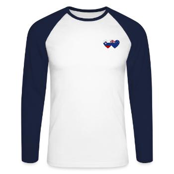 Slowenien Neuseeland Flagge Herz - Unisex Baseballshirt langarm - Weiß/Navy - Vorne - Nik (191cm)