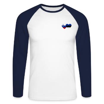 Slovénie Estonie Drapeau Coeur - T-shirt baseball manches longues Homme - blanc/marine - Devant - Nik (191cm)