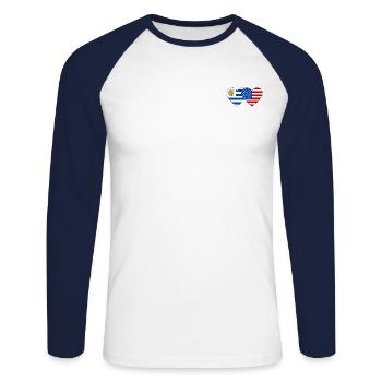 Uruguay USA Flag Heart - Unisex Long Sleeve Baseball T-Shirt - white/navy - Front - Nik (191cm)