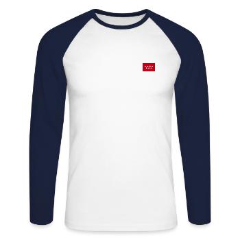 DRAPEAU DE MADRID - T-shirt baseball manches longues Homme - blanc/marine - Devant - Nik (191cm)