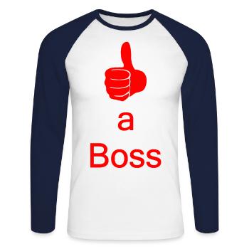 like a boss great TShirt \ pullover \ hoodie \ cap bos - Unisex Long Sleeve Baseball T-Shirt - white/navy - Front - Nik (191cm)