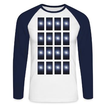 Hypnotischer Schatten - Unisex Baseballshirt langarm - Weiß/Navy - Vorne - Nik (191cm)