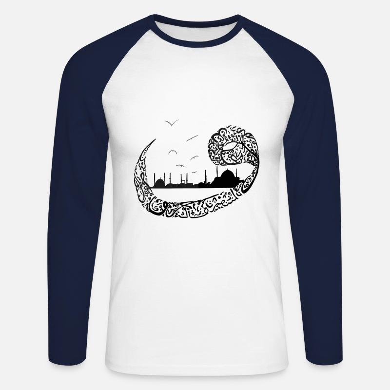 Stile Calligrafia araba | Calligrafo arabo - Maglia da baseball a manica lunga da uomo - bianco/navy