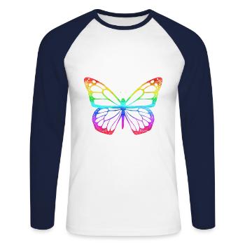 Butterfly gifts butterfly butterflies - Unisex Long Sleeve Baseball T-Shirt - white/navy - Front - Nik (191cm)