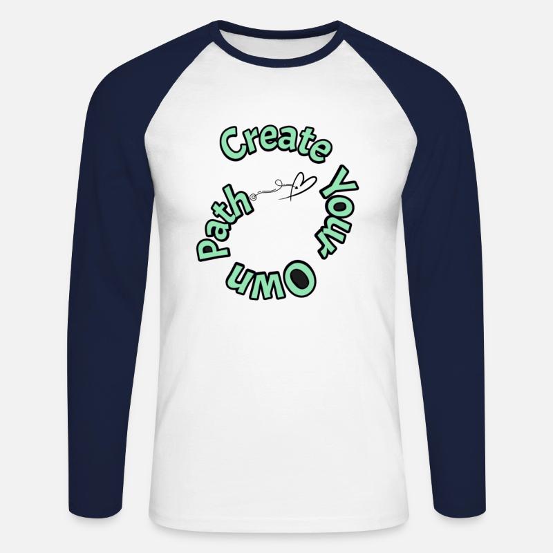 Create your own path - Unisex Baseballshirt langarm - Weiß/Navy