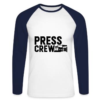 Presse Équipe Reporter Rapport correspondant - T-shirt baseball manches longues Homme - blanc/marine - Devant - Nik (191cm)