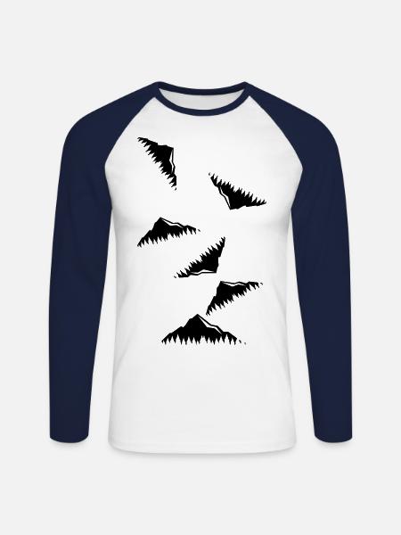 Mountains mountains icon - Unisex Long Sleeve Baseball T-Shirt - white/navy