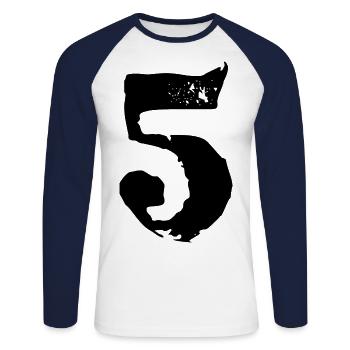 Maillot numéro 5 - T-shirt baseball manches longues Homme - blanc/marine - Devant - Nik (191cm)