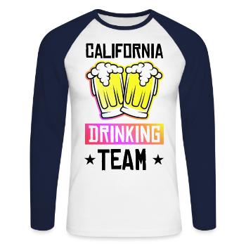California Drinking Team - Unisex Long Sleeve Baseball T-Shirt - white/navy - Front - Nik (191cm)