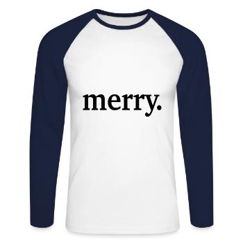 MERRY CHRISTMAS - Unisex Baseballshirt langarm - Weiß/Navy - Vorne - Nik (191cm)