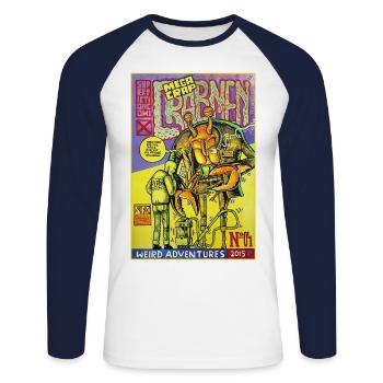 CRABMEN Super Fiction Comix No 04 - Unisex Long Sleeve Baseball T-Shirt - white/navy - Front - Nik (191cm)