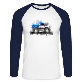 Monster truck USA Motorsport Nascar Big truck car - Unisex Long Sleeve Baseball T-Shirt - white/navy - Front - Nik (191cm)