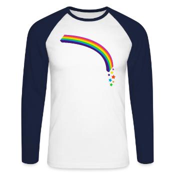 Kidcore Rainbow Stars Bright Colors Gift - Unisex Long Sleeve Baseball T-Shirt - white/navy - Front - Nik (191cm)