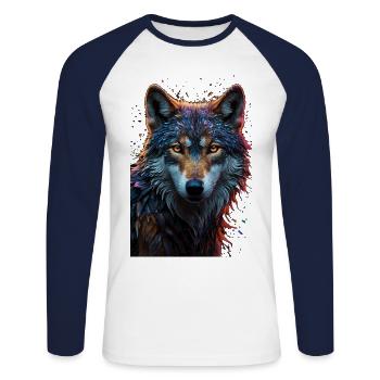 Wolf - Unisex Long Sleeve Baseball T-Shirt - white/navy - Front - Nik (191cm)
