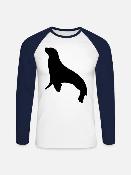 lac robbe tier - T-shirt baseball manches longues Homme - blanc/marine